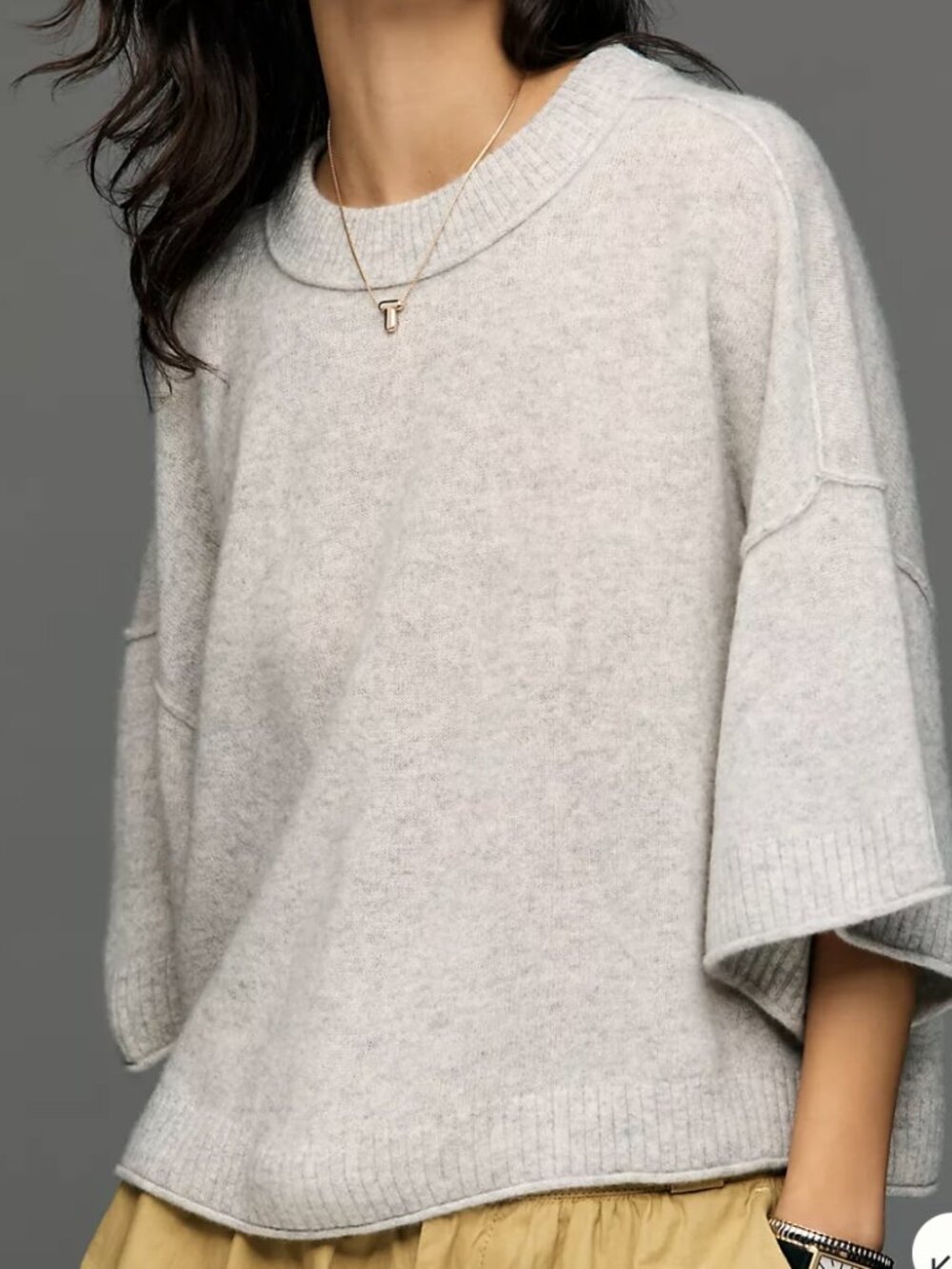 Anthropologie Goldie Crew-Neck Cashmere Short-Sleeve Sweater